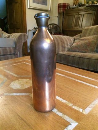 Antique Ornamental Copper Screw Top Hot Water Bottle Flask Canister