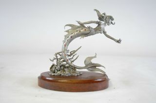 Mermaid Pewter Statue By James Lane Casey - Very Rare Perth Pewter
