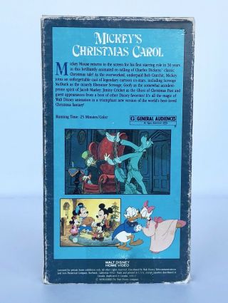 WALT DISNEY Mickey’s Christmas Carol (VHS,  1983) Rare 1st Video RELEASE 3