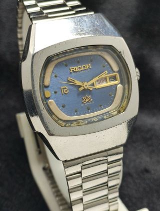 Rare Vintage Ricoh Blue Dial Wrist Watch For Men 