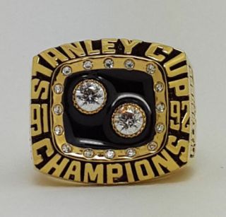 Pittsburgh Penguins Rare Trottier 1992 Stanley Cup Championship Ring 18k Gp Usa