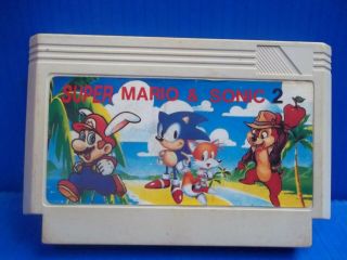 Rare Vintage Famiclone Mario & Sonic 2 (hack) Old Famicom Nes Cartridge