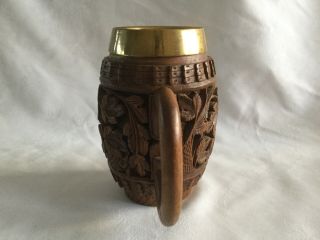 Black Forest Carved Wooden Tankard with Copper Insert. 2