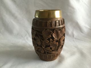 Black Forest Carved Wooden Tankard with Copper Insert. 3