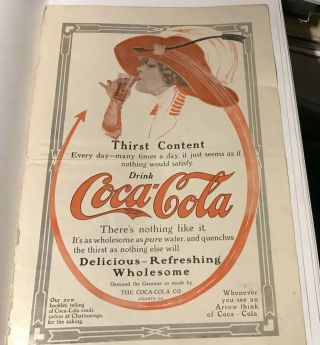 Early Antique 1912 11x16” Color Coca - Cola Ad Rare