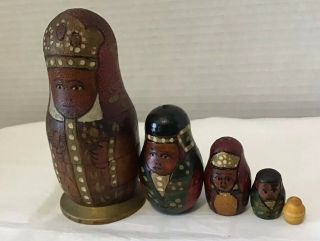 Vintage Russian Nesting Dolls Hand Painted Made In The Soviet Union