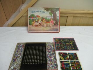 1930s Brilliant Mosaic Antique Puzzle Game - Toy Made In Germany A1 Shape Rare