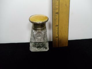 Antique/vintage Cut Crystal,  Sterling Silver,  Enamel Perfume Bottle