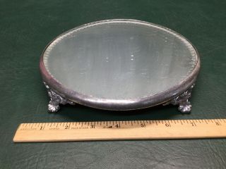 Antique Eureka Silver Co.  Plateau Beveled Mirror Vanity Tray 8 " Footed