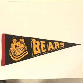 Vintage Very Rare 1950’s Chicago Bears Pennant Shows Stadium With Player Running