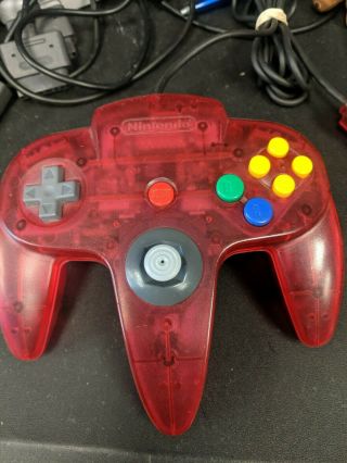 Nintendo 64 N64 Watermelon Red Funtastic Authentic Controller Clear Neon Rare