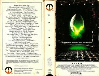 Alien Vhs First Edition Magnetic Video Corp Rare Hard To Find Sigourney Weaver