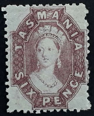 Rare 1884 - Tasmania Australia 6d Reddish Mauve Chalon Head Stamp Perf 12