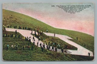 The Famous “u” University Of Utah Salt Lake City—rare Antique Postcard 1910s