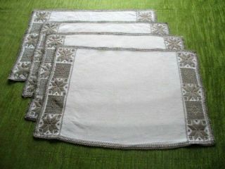 4 Vintage Lefkara Placemats/tray Cloths - Hand Embroidered