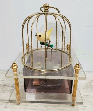 Rare 5” Vintage Twirling Bird In Cage Music Box - Animated/automaton Made In Japan