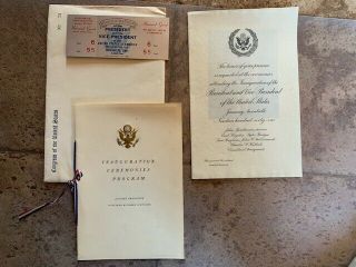 Rare Kennedy Inauguration Ceremony Program Jan 20 1961,  1 Honored Guest Ticket