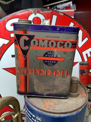 Vintage Rare Comoco 2 Gallon Motor Oil Can Community Oil Co.  Portland Me,  Nr