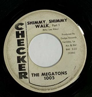 Rare Promo 45 Rpm 7 " Record The Megatons Shimmy,  Shimmy,  Walk Checker Label 1962