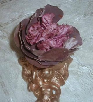 1 Huge Gorgeous Antique Edwardian French Millinery Flower Mauve Pink Velvet Rose