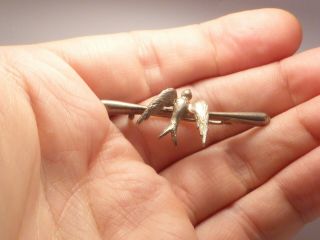 Fine Lovely Antique Ornate Sterling Silver Swallow Bird Pin Brooch 3.  1g 3