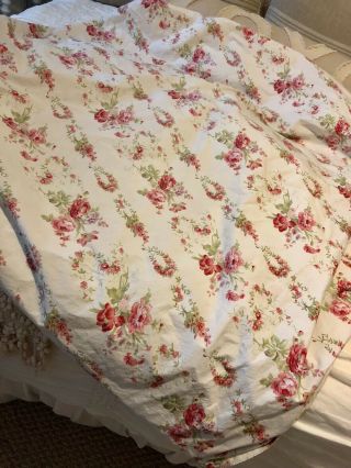 ❤️ Rare Vintage Ralph Lauren Roses Wreaths Swags King Size Fitted Euc Sheet Htf