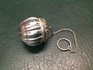 Antique Simons Brothers Sterling Silver Ribbed Tea Ball Infuser