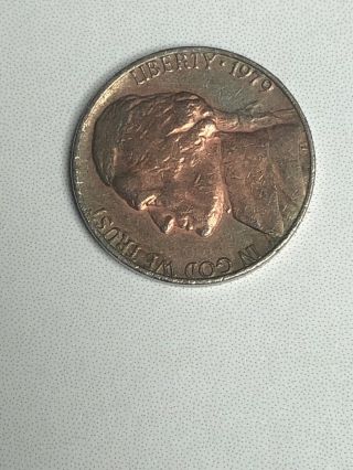 Error Nickel On Penny Planchet - Jefferson 1979 Nickel - rare - Circulated. 2