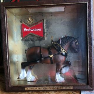 Rare Vintage Mid Century Famous Budweiser Clydesdale Horse Light Sign 14” X 14”