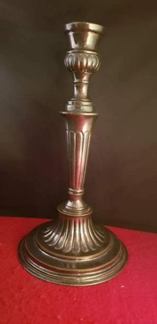 Vintage Art Deco Silver Plated on Copper Hand Chased Candlestick 10.  5 