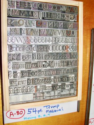 Letterpress Type - 54 Pt.  Trump Medieval Missing B,  R,  T - Extremely Rare Font