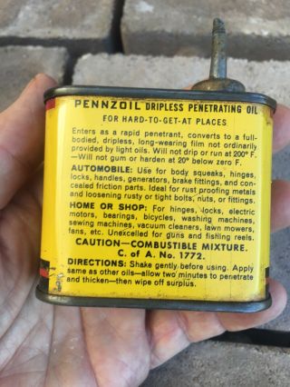 Vintage Pennzoil Oil Can Lead handy Oiler household rare Tin Mopar Ford Oilzum 4 3