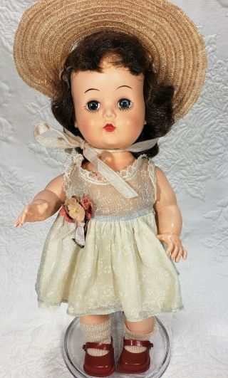 Vintage Walker Doll Hard Plastic 10 " Brunette,  Sleep Blue Eyes All