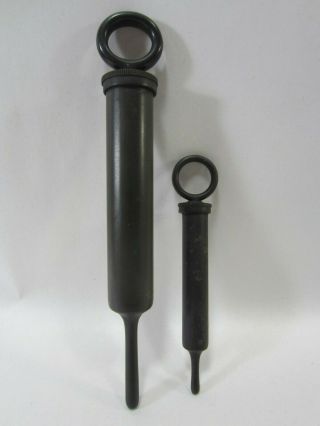 2 Antique Civil War Era Hard Rubber Syringe For Various Applications M 380