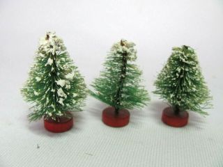 3 Tiniest Ever 1 - 3/4 " Vintage Full Bottle Brush Christmas Trees 42 Very Rare