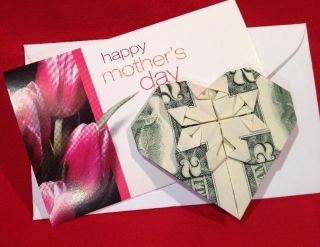 Mothers Day Gifts Two Dollars ( (heart))  $2 Bill Folded Rare Dollar Origami