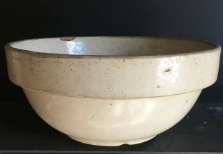 Rare Large Vintage Antique Stoneware Crock Mixing Bowl Farmhouse Country 10 - 1/2”