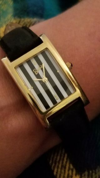 Vintage Barbie Collectible Watch Black & White Stripe 1995 Rare Needs Battery