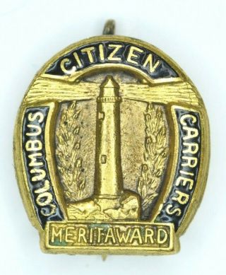 Antique Columbus Citizen Carriers Employee Service Merit Award Pin Ohio Paperboy