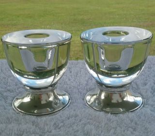 2 Vintage Frank M Whiting Sterling Silver & Glass Candlesticks Candleholders