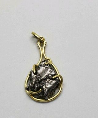 Rare Solid 14k Gold Meteorite Pendant 5.  3 Grams Unusual