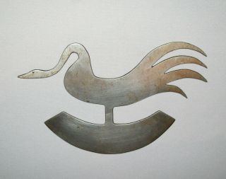 Old Vtg 1980s Hand Made Folk Art Figural Swan Iron Food Chopper Signed T.  Loose 2
