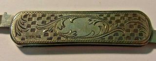 Antique Marked Sterling Silver Pocket Knife Ornate Engraved