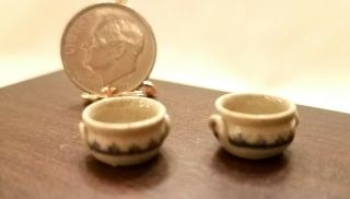 Vintage 1995 Jane Graber Miniature Stoneware Soup Bowls: 1:12 Scale - Exc.