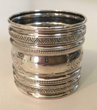 Very Ornate Early Sterling Silver Napkin Ring With No Monogram