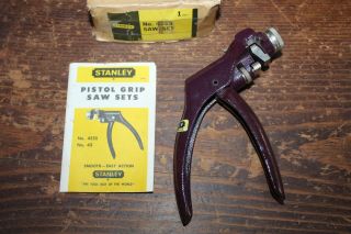 Vintage Stanley No.  42 - W Pistol Grip Adjustable Saw Set W/ Box - Rare Purple