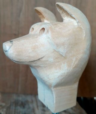 Walking Stick Topper In The Shape Of A Collie Type Dog In Lime