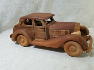 Vintage Hand Carved Wood Sculpture Car Art Signed Steve Sutton 1988 13 "