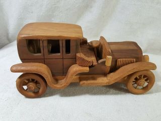 Vintage Hand Carved Wood Sculpture Car Art Signed Steve Sutton 1988 10 1/2 