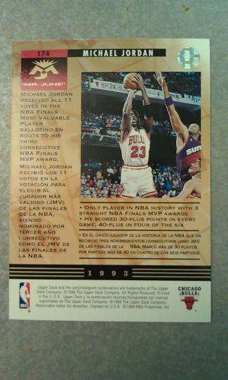 Michael Jordan Chicago Bulls 93 - 94 Upper Deck UD SPANISH 174 RARE ODDBALL 2
